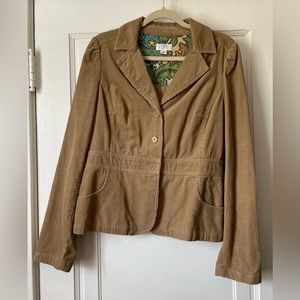 LOFT Cognac Corduroy Button-Front Jacket | 10